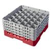 30 Compartment Glass Rack with 4 Extenders H215mm - Red
