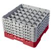 36 Compartment Glass Rack with 5 Extenders H279mm - Red