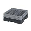 36 Compartment Glass Rack with 2 Extenders H133mm - Black