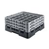 36 Compartment Glass Rack with 3 Extenders H155mm - Black