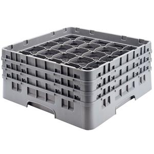 36 Compartment Glass Rack with 3 Extenders H155mm - Grey