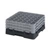 36 Compartment Glass Rack with 3 Extenders H196mm - Black