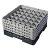 36 Compartment Glass Rack with 4 Extenders H215mm - Black