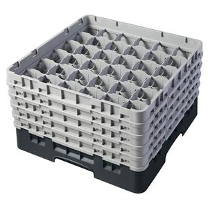36 Compartment Glass Rack with 5 Extenders H257mm - Black