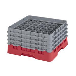 49 Compartment Glass Rack with 4 Extenders H215mm - Red