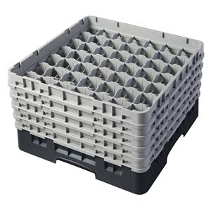 49 Compartment Glass Rack with 5 Extenders H257mm - Black