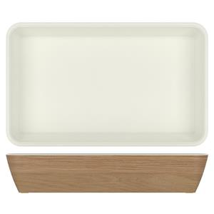 Light Oak/White New Haven Melamine GN1/1 Deep Dish 53 x 32.5 x 10cm