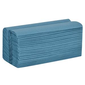 1ply Blue C-Fold Hand Towel: 217mm x 248mm x 3000 Sheets