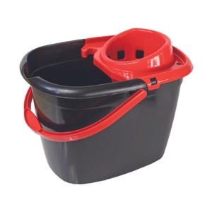 Recycled Great British Black Mop Bucket with Red Wringer 14ltr