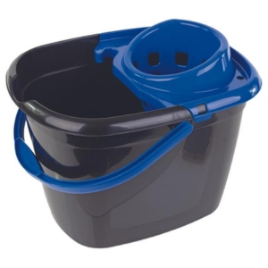 Recycled Great British Black Mop Bucket with Blue Wringer 14ltr