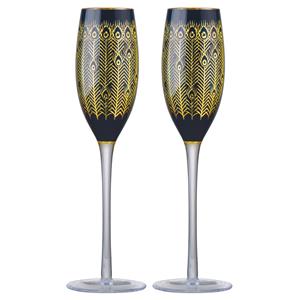 Midnight Peacock Champagne Flutes 7oz / 200ml