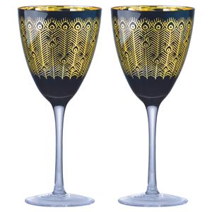Midnight Peacock Wine Glasses 12.3oz / 350ml