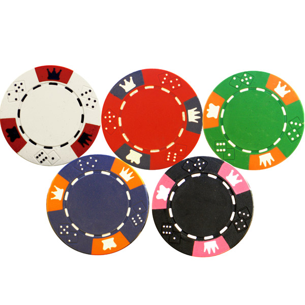 Crown And Dice Clay Poker Chips | Drinkstuff