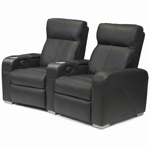 Premiere Home Cinema Seating 2 Seater Black Leather