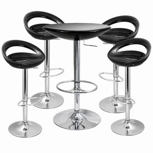 Crescent Bar Stool And Podium Table Set Black Black Table Stools