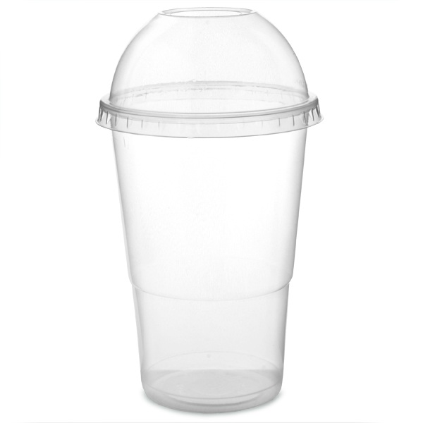 MILKSHAKE CUPS WITH DOMED LIDS  CLEAR PLASTIC TABLEWARE JUICE GLASS 