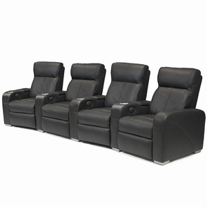 Premiere Home Cinema Seating 4 Seater Black Leather