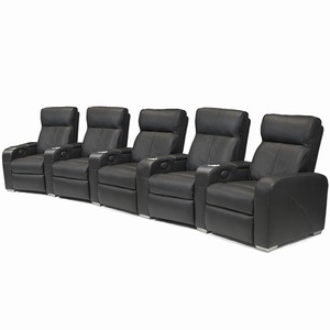 Premiere Home Cinema Seating 5 Seater Black Leather