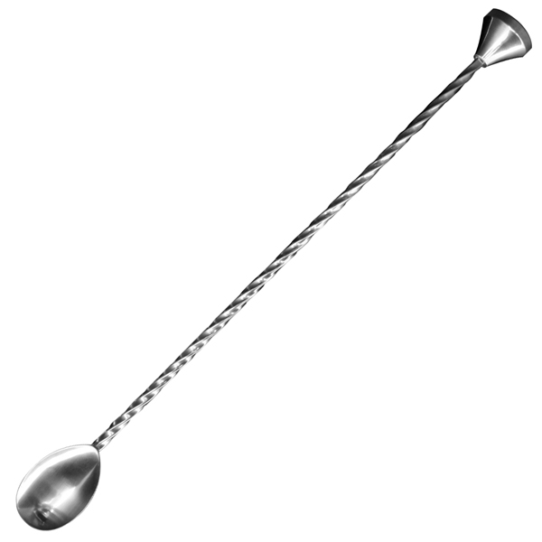 Mixologists 18 Extra Long Cocktail Mixing Glass Spoon Bar Stirring Spoon Stainless Steel with Forged Rosemary Garnish on Handle 