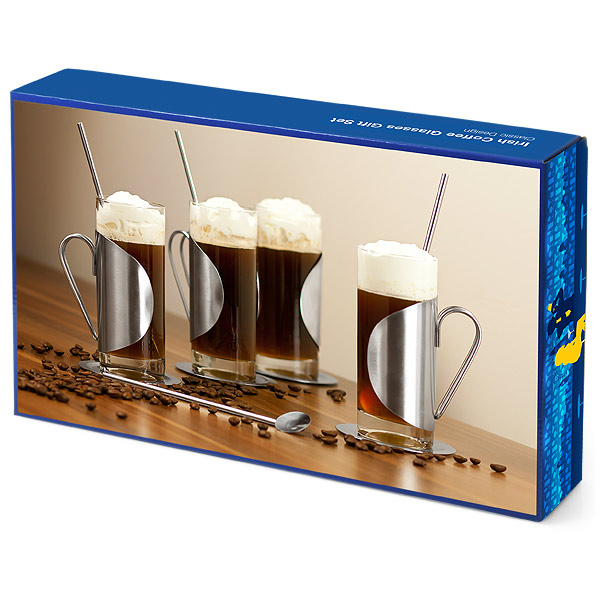 4er Set IRISH COFFEE Gläser mit Füße & Henkel - 825039