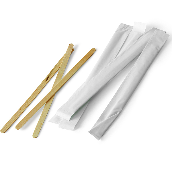 Disposable Wood Coffee Sticks Wooden Stirrer with Paper Wrapped