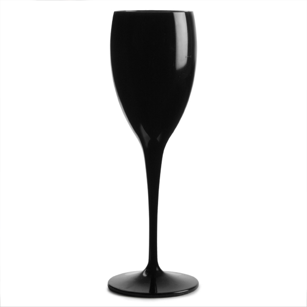 RB Champagne Flutes Black Premium Plastic Unbreakable Reusable 13cl Set of 6 