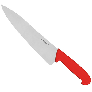 Genware Chefs Knife 10inch Red - Raw Meat