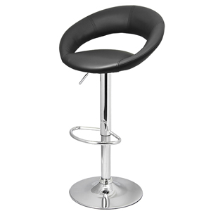 Faux Leather Crescent Bar Stool Black
