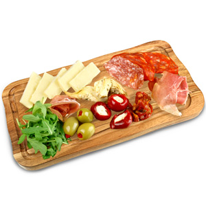 Acacia Wood Food Presentation Board With Groove 30cm