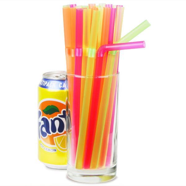 100-800 x  Coloured Flexible Bendy Straws Birthday Party Drinking Straw NEON