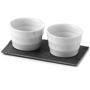 Oriental Tea Cups And Slate Base Single Set