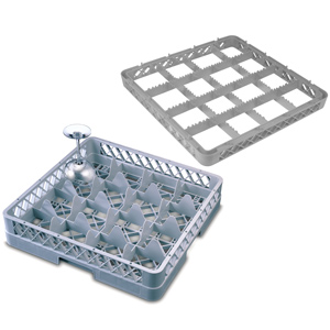 16 Compartment Glass Rack with 3 Extenders