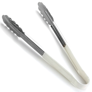Colour Coded Stainless Steel Tongs 12inch White