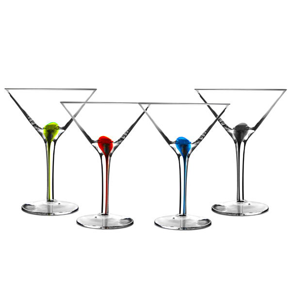 Set of 4 Multicolor Artland Splash 12 oz martini Glasses 