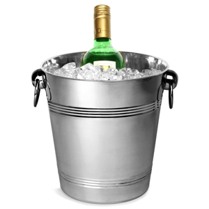 Stainless Steel Round Wine & Champagne Bucket with Double Linear Band