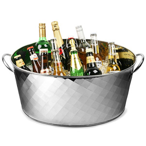 Stainless Steel Oval Party Tub Diamond Design