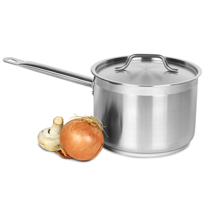 Genware Stainless Steel Deep Saucepan & Lid 4.4ltr